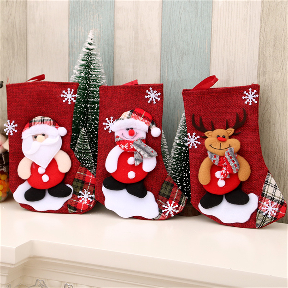 Kantong Hadiah Natal Linen Dek - Christmas Stocking Hanging ulasan dan harga