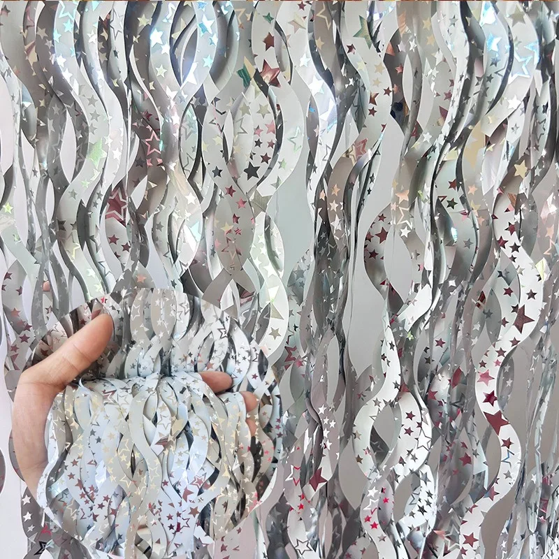 1x2m bintang warna-warni hujan - Tinsel Garland Decoration ulasan dan harga