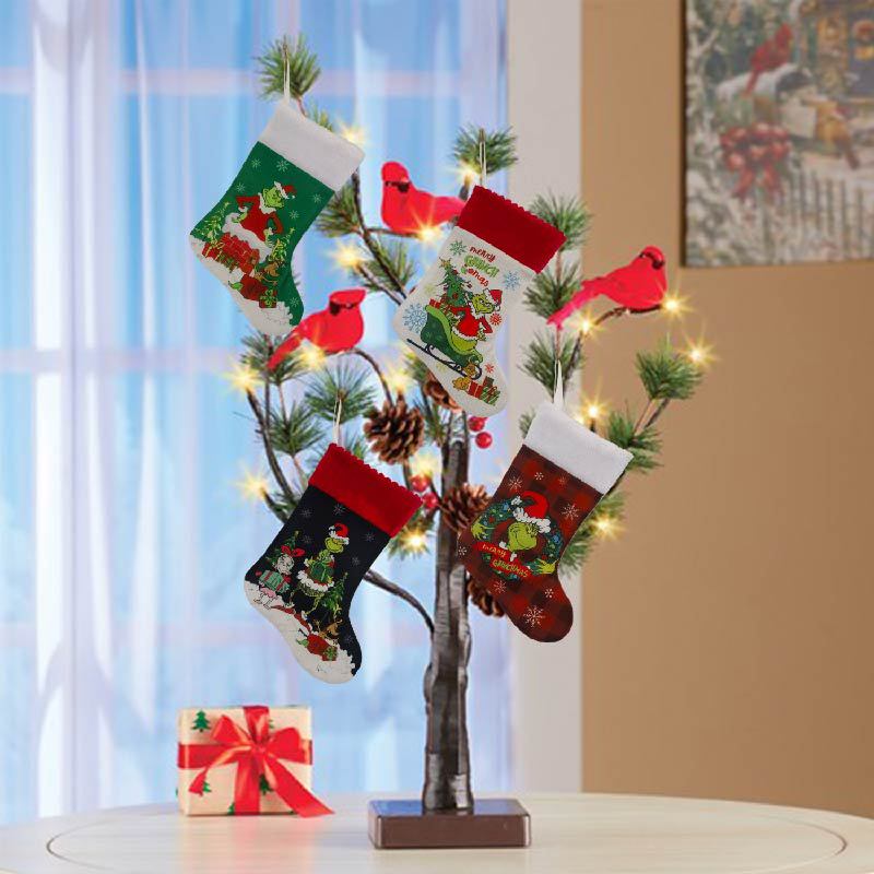 Stoking Natal Kaus Kaki Grinch - Christmas Stocking Hanging ulasan dan harga