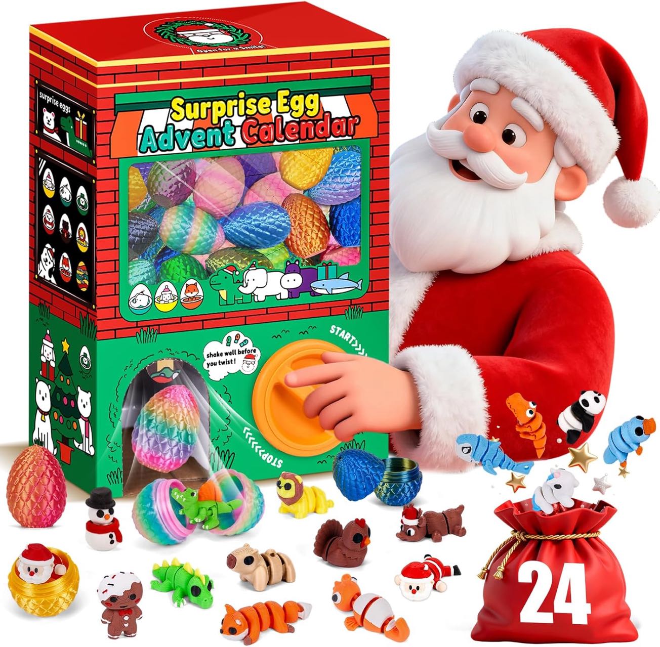 24pcs Telur Kejutan Cetak 3D B - Advent Calendar Gift ulasan dan harga