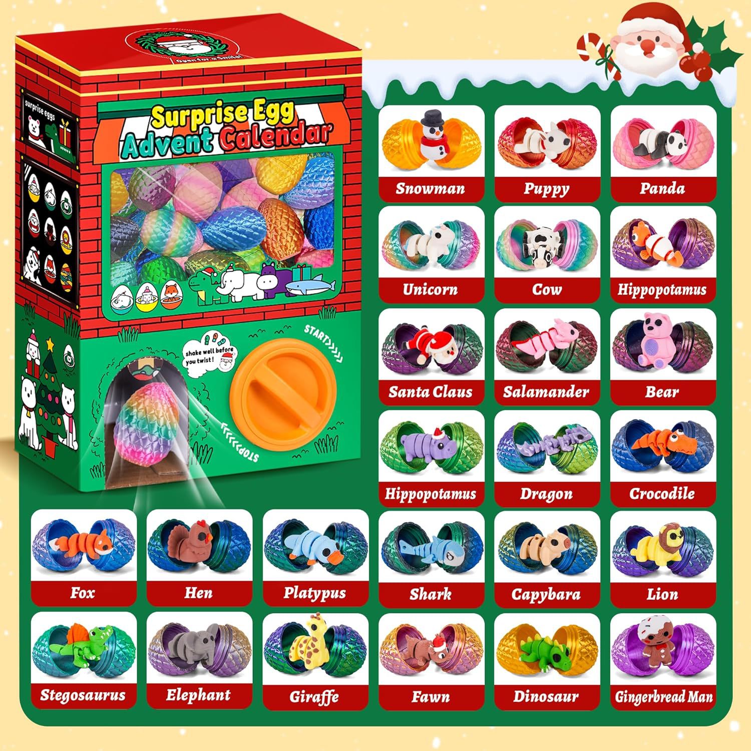 24pcs Telur Kejutan Cetak 3D B - Advent Calendar Gift ulasan dan harga