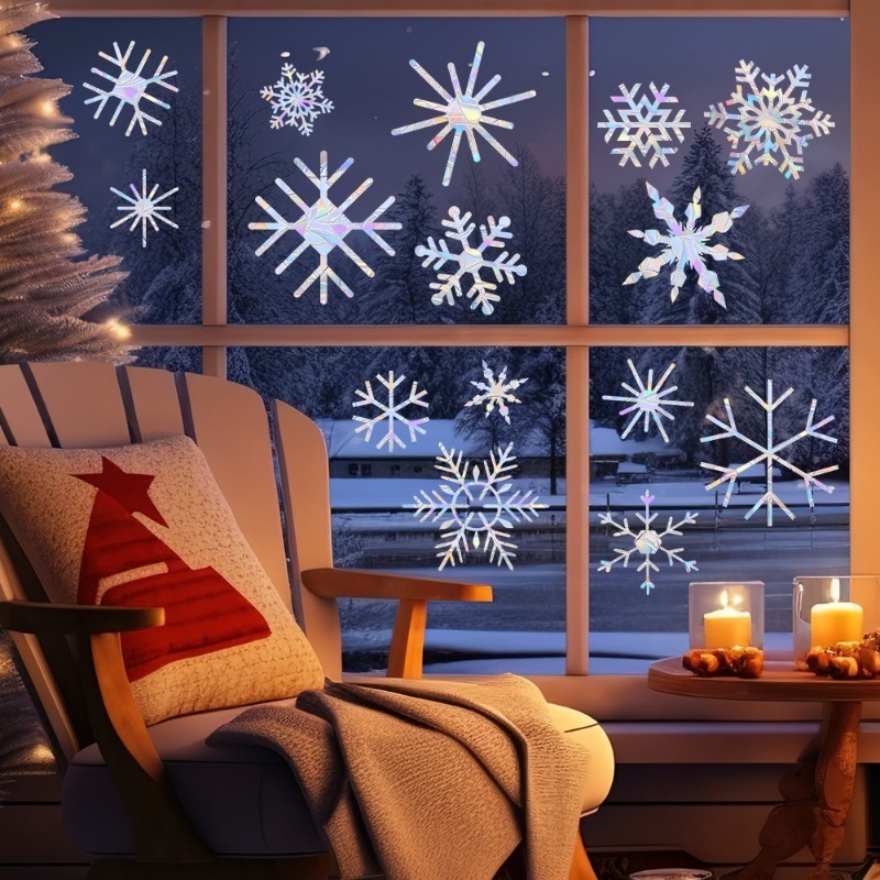 Pola Kepingan Salju Natal Pela - Snowflake Window Decal ulasan dan harga