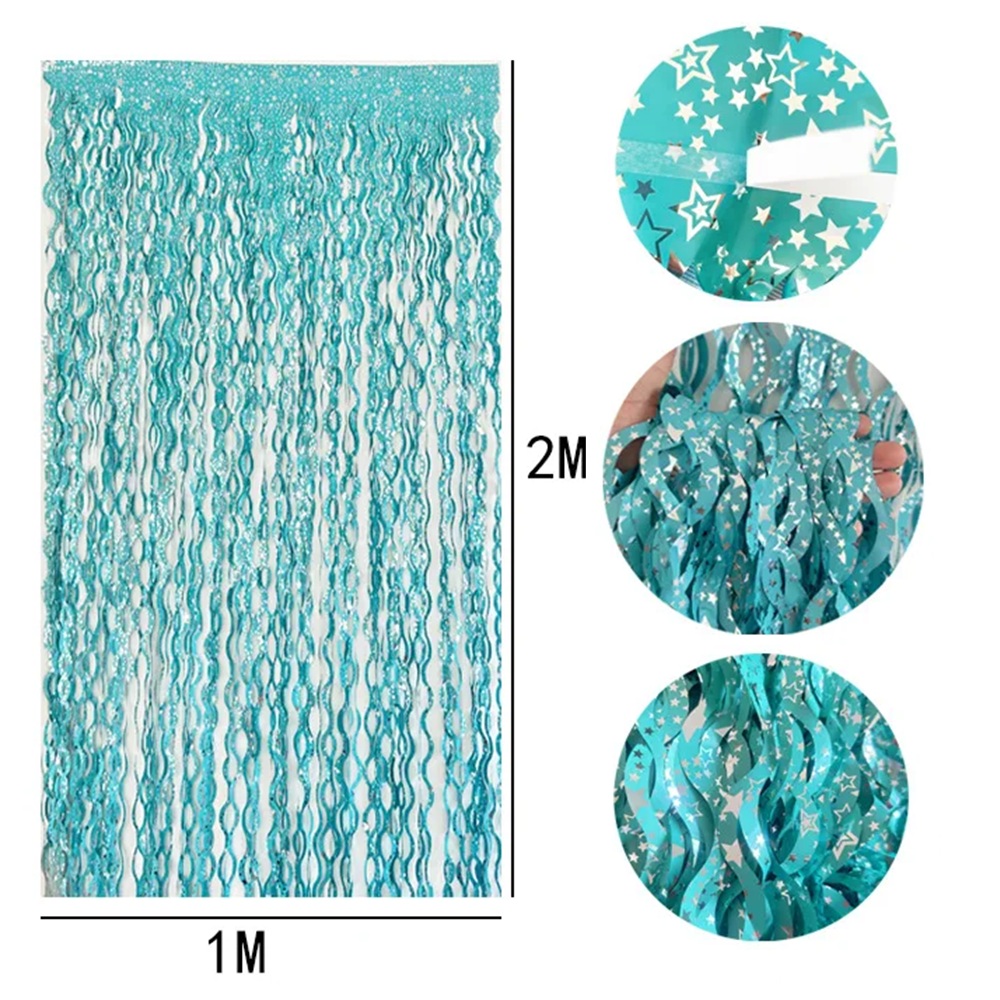 2 Paket Tirai Foil Biru Teal P - Tinsel Garland Decoration ulasan dan harga
